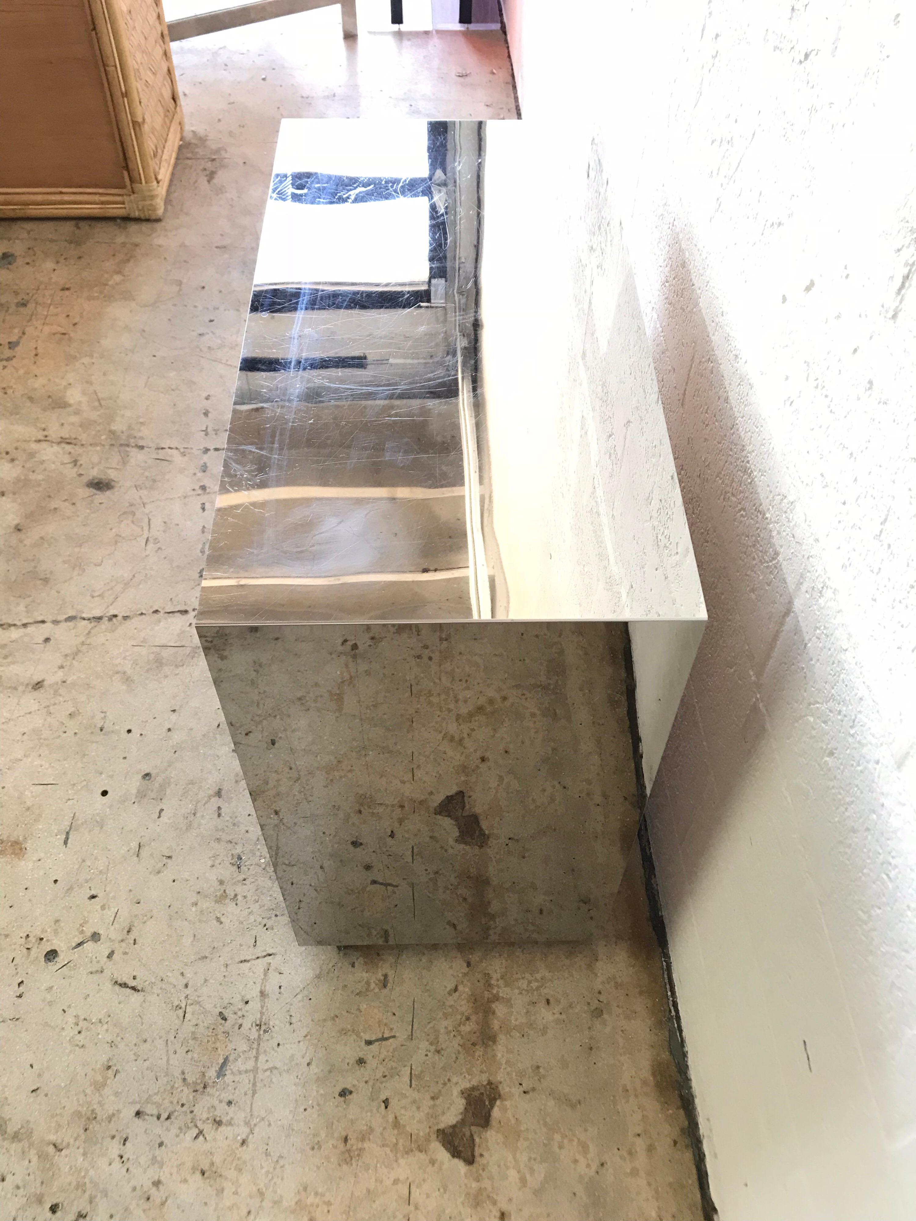 Postmodern White Oak and Steel Console In Good Condition In Miami, FL