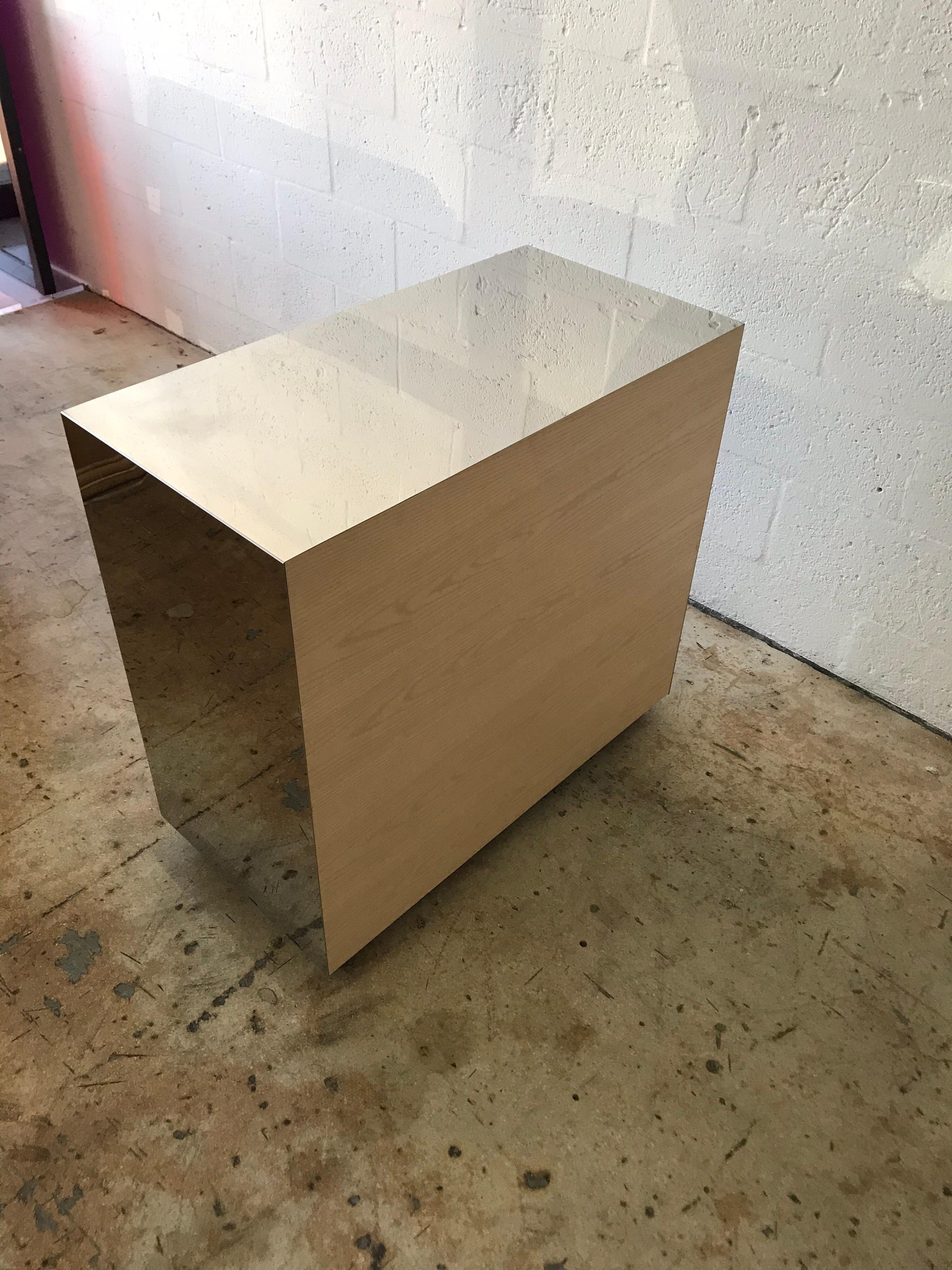 20th Century Postmodern White Oak and Steel Console