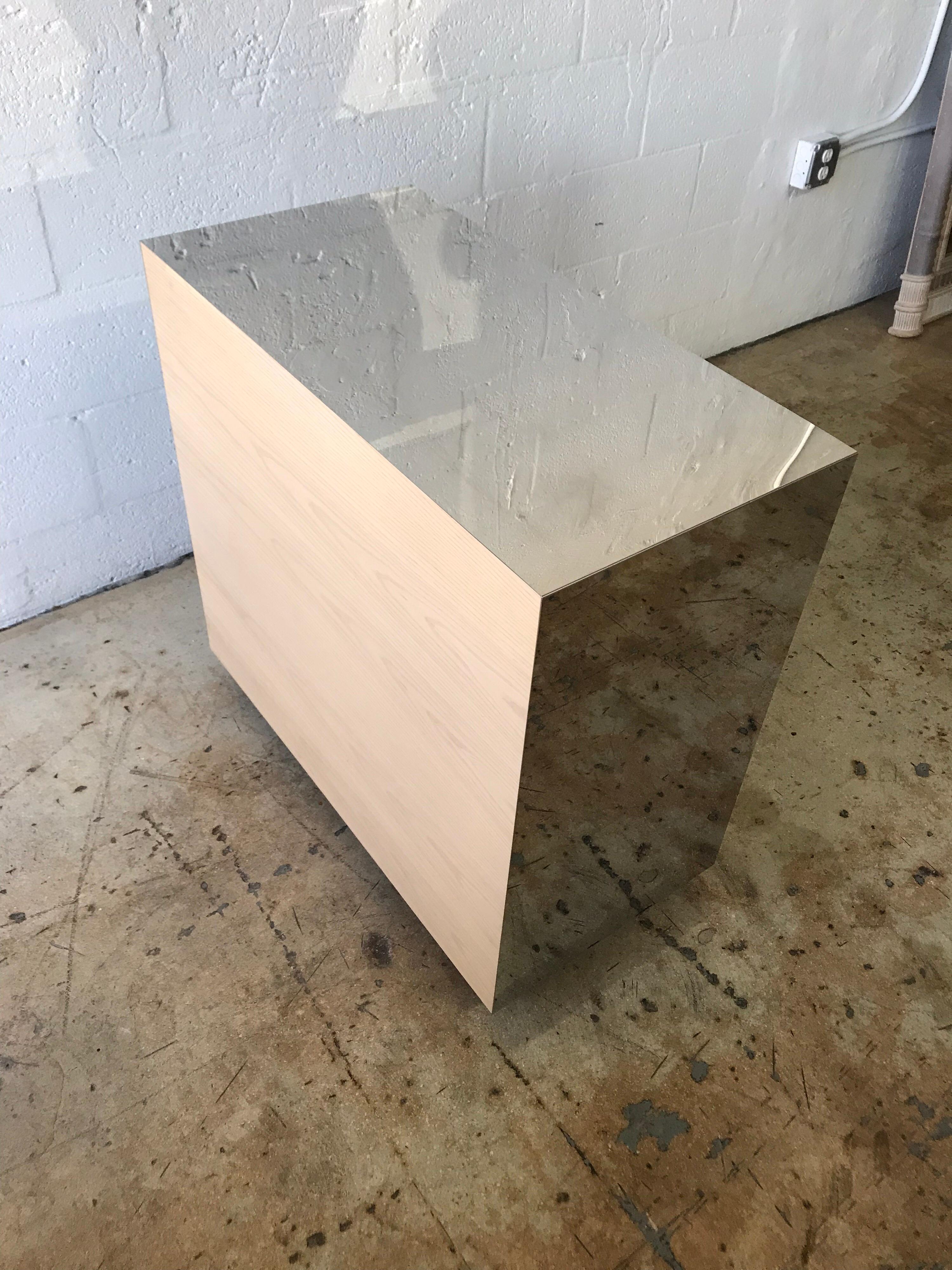 Stainless Steel Postmodern White Oak and Steel Console
