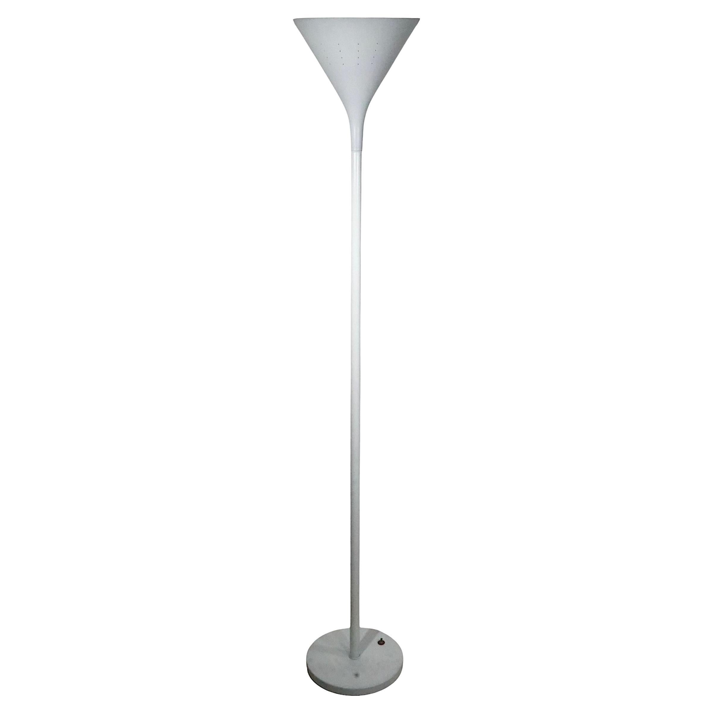 Postmodern White on White Torchiere att. to Von Nessen