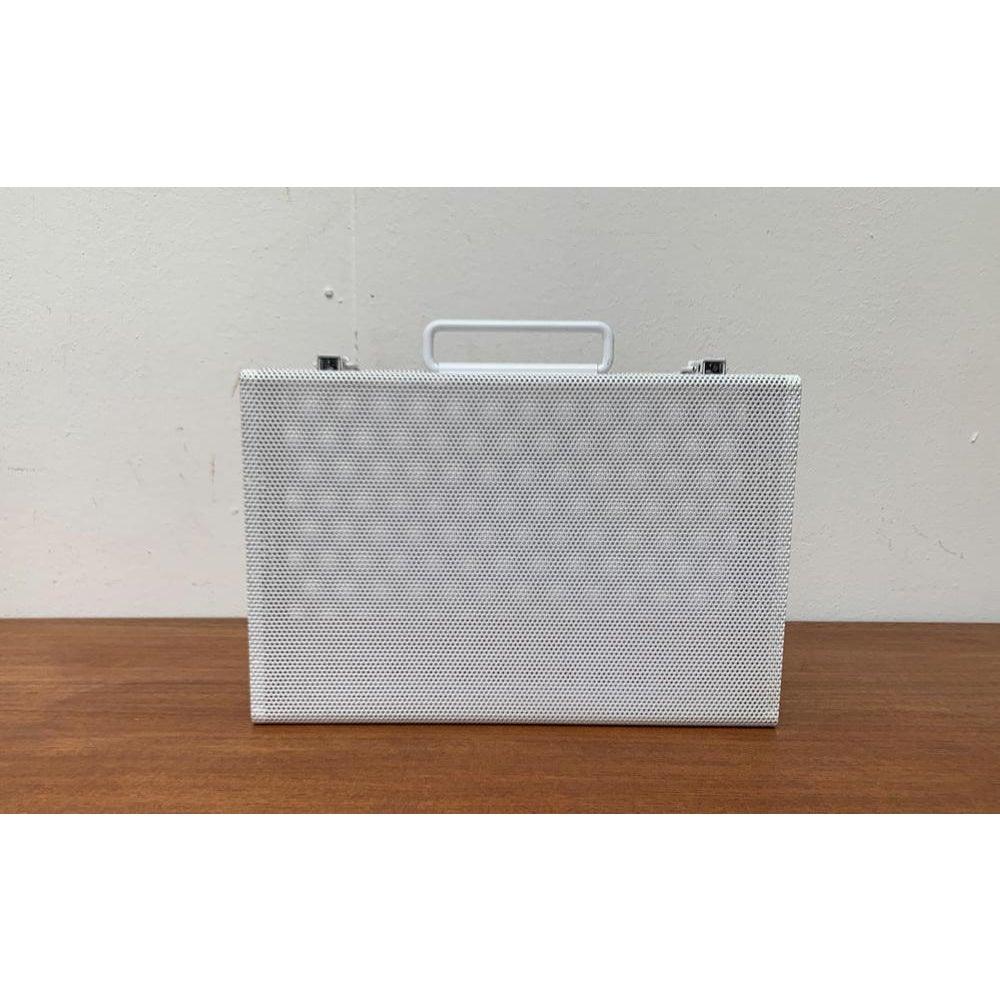 Postmodern White Perforated Metal Briefcase, 1980s For Sale 5