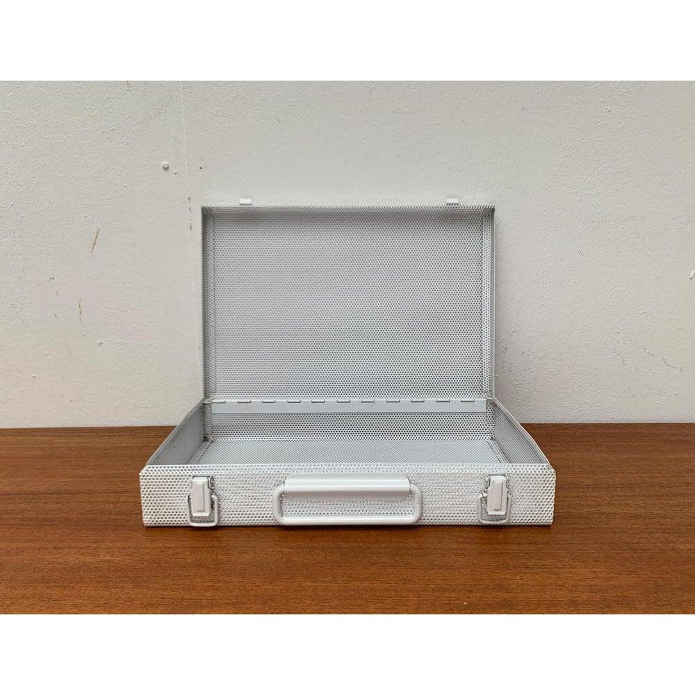Postmodern White Perforated Metal Briefcase, 1980s For Sale 6