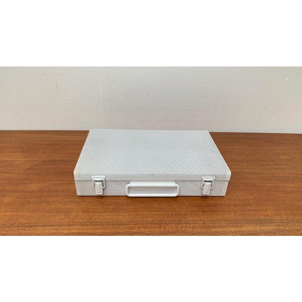Post-Modern Postmodern White Perforated Metal Briefcase, 1980s For Sale