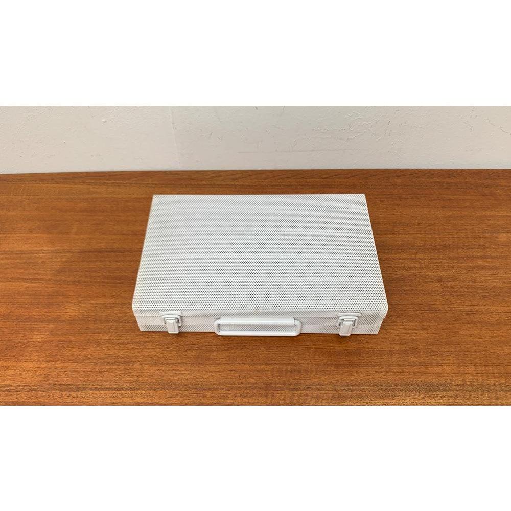 Postmodern White Perforated Metal Briefcase, 1980s In Excellent Condition For Sale In Hamburg, DE