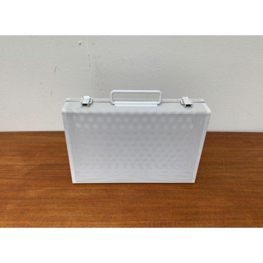 20th Century Postmodern White Perforated Metal Briefcase, 1980s For Sale