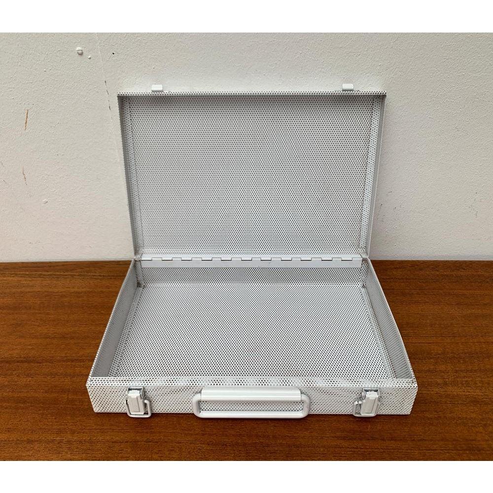 Postmodern White Perforated Metal Briefcase, 1980s For Sale 2