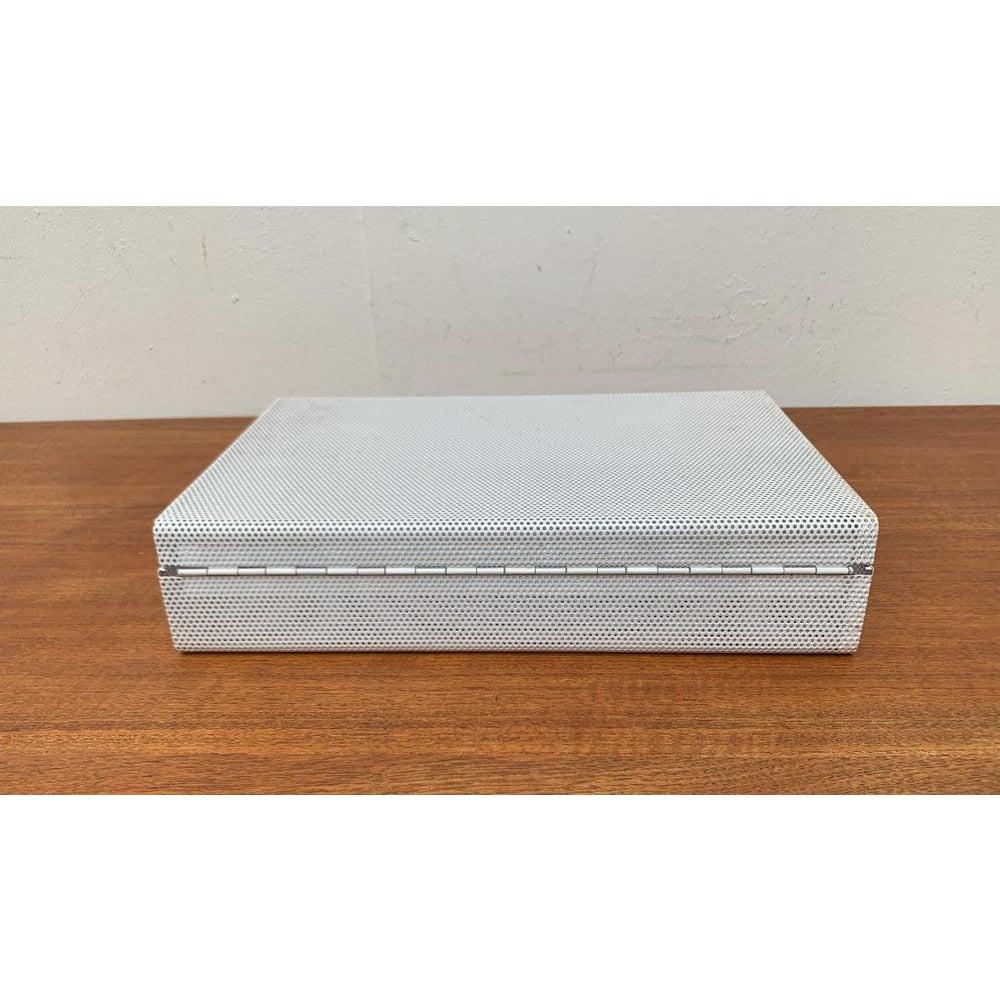 Postmodern White Perforated Metal Briefcase, 1980s For Sale 4