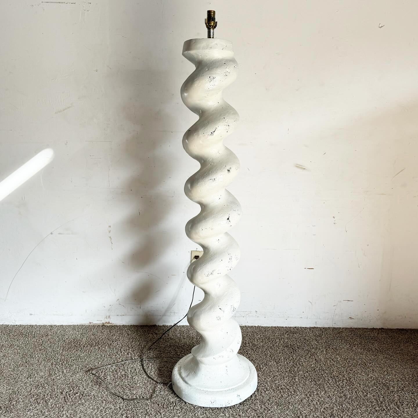 American Postmodern White Plaster Spiral Floor Lamp by Michael Taylor