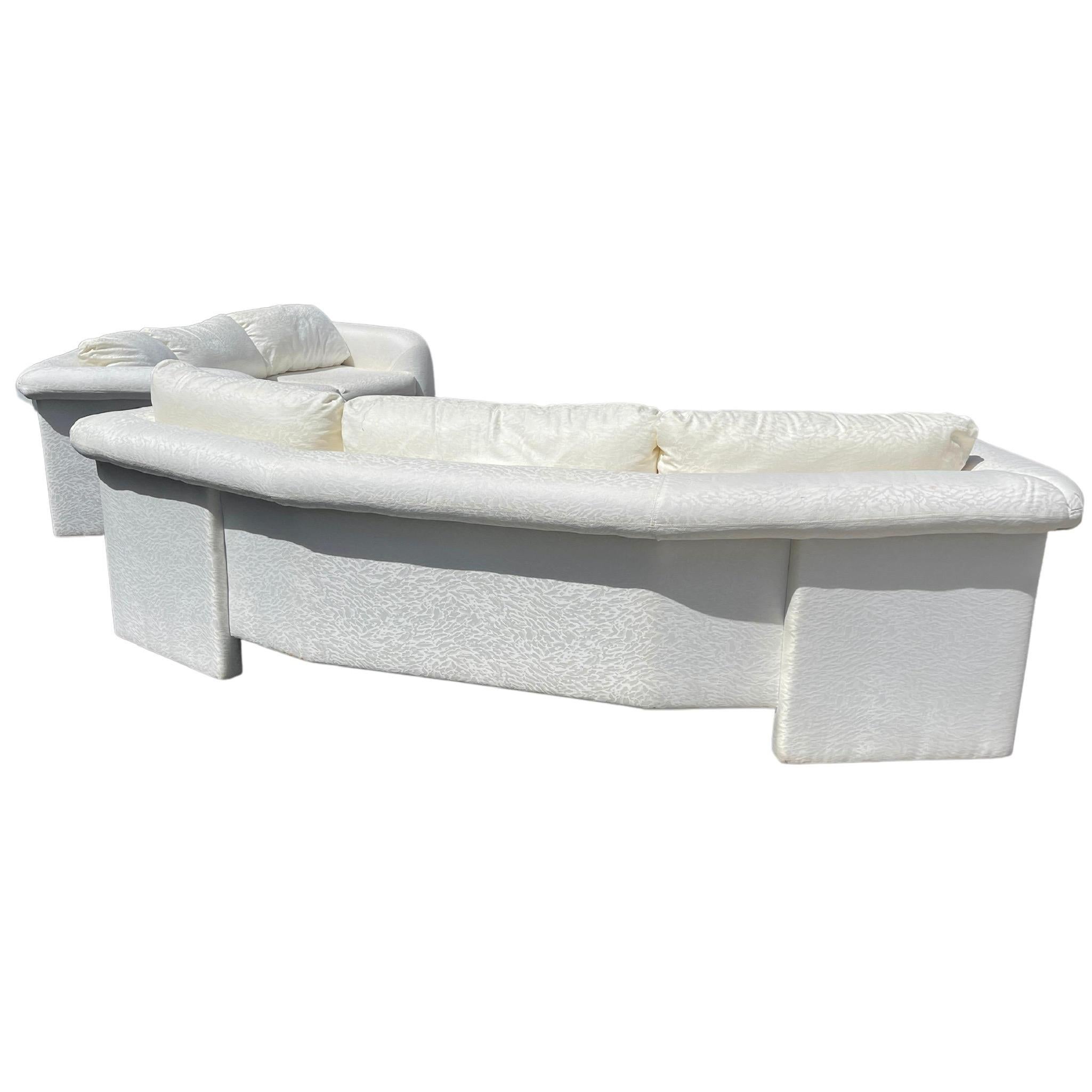 Post-Modern Postmodern White Sculpted Sofas by Carson’s, Set of 2