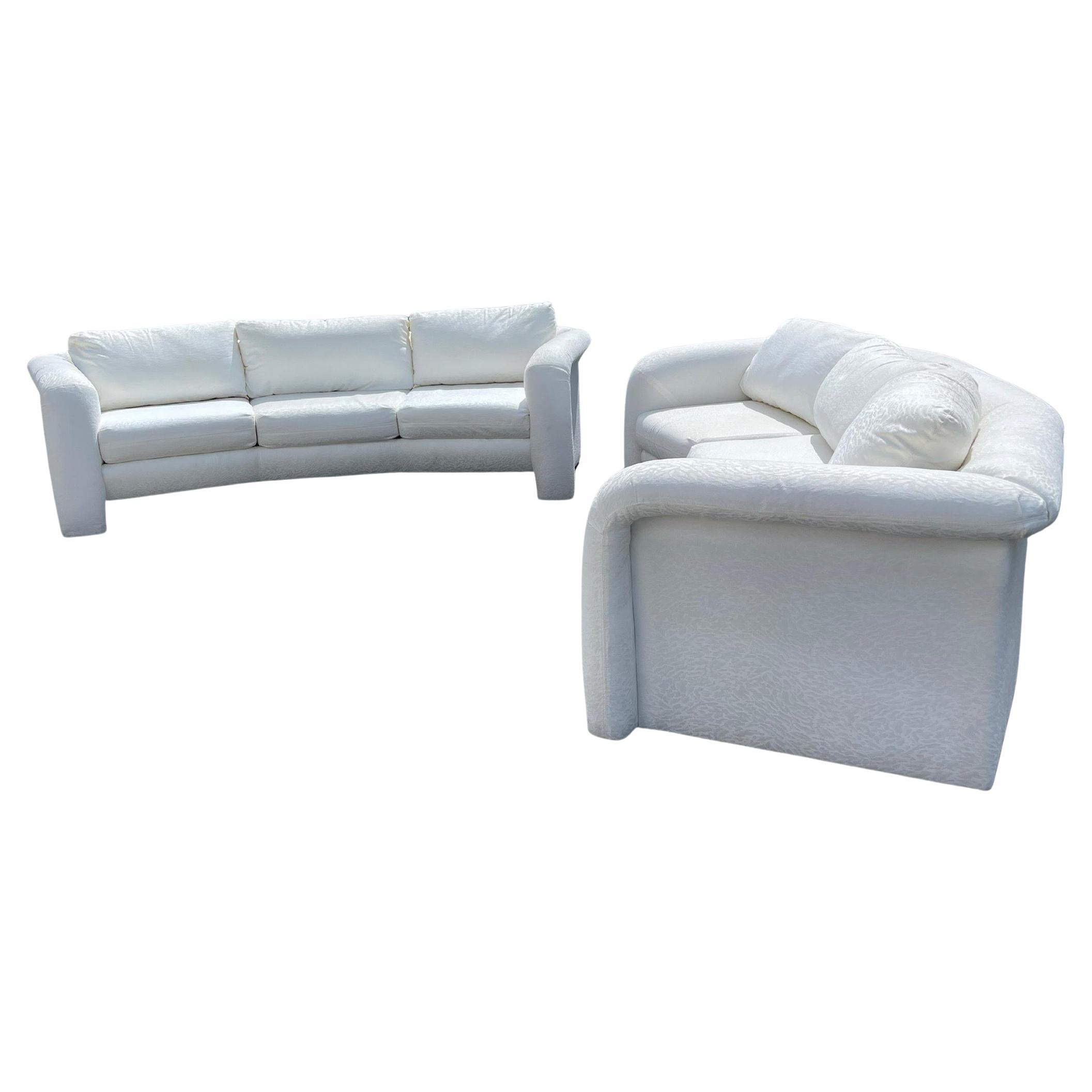 Postmodern White Sculpted Sofas by Carson’s, Set of 2