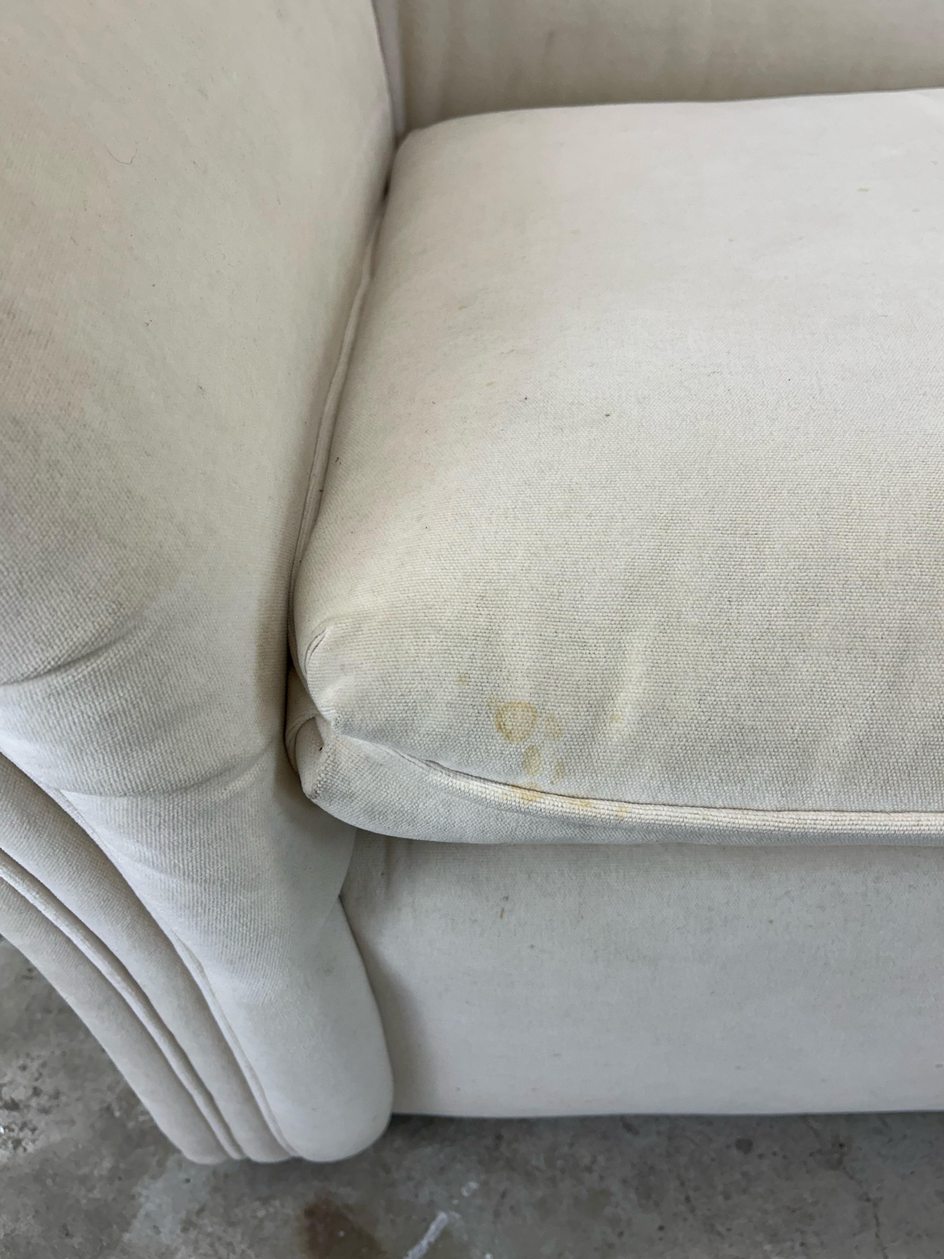 Postmodern White Sofa with Unique Flared Back For Sale 4