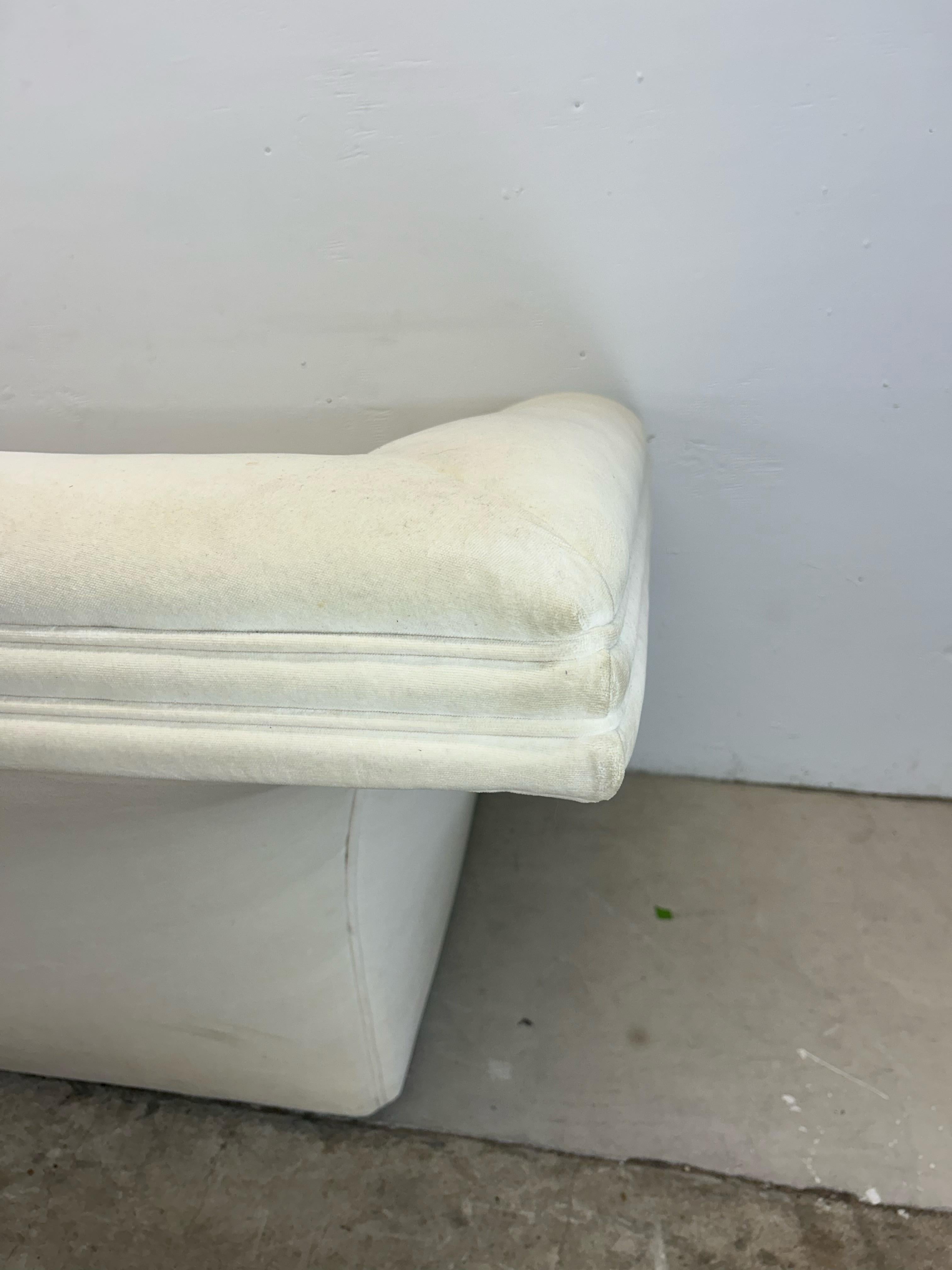 Postmodern White Sofa with Unique Flared Back For Sale 12