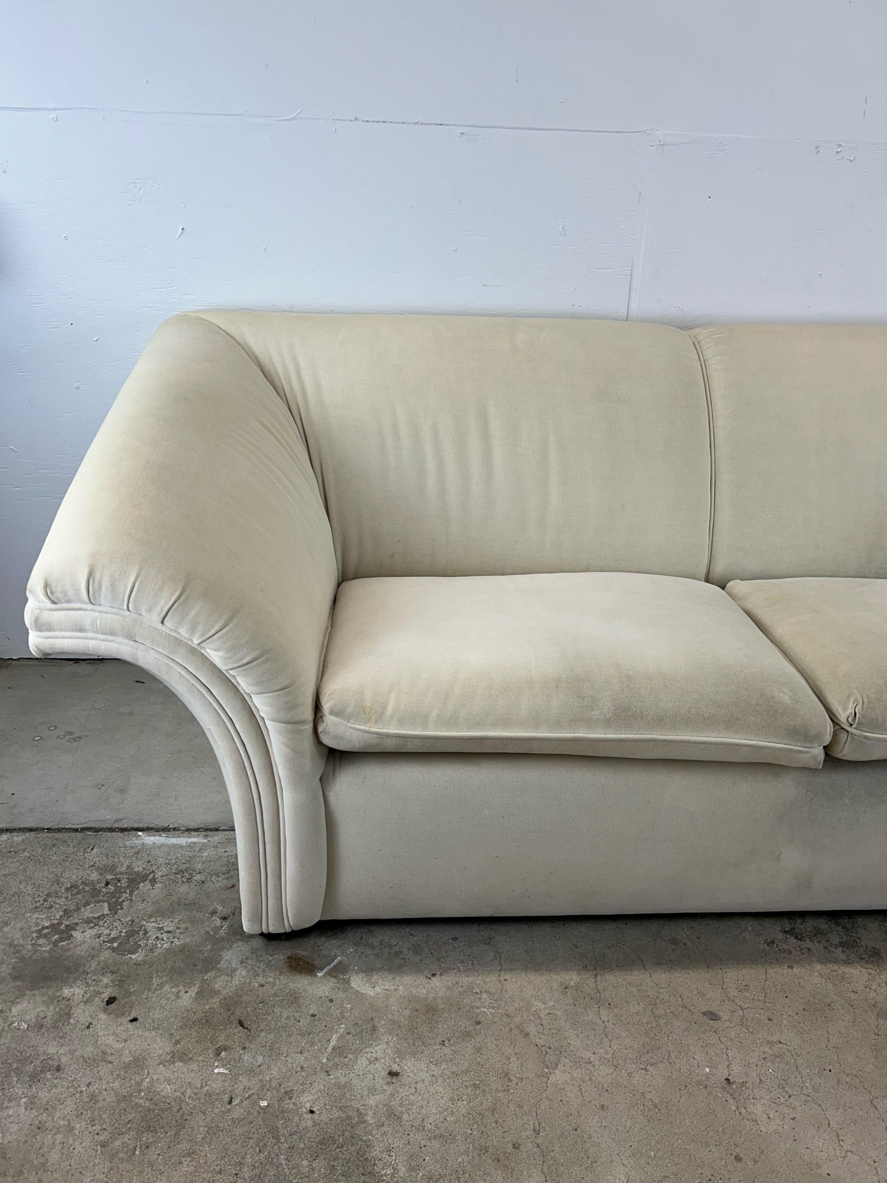 Post-Modern Postmodern White Sofa with Unique Flared Back For Sale