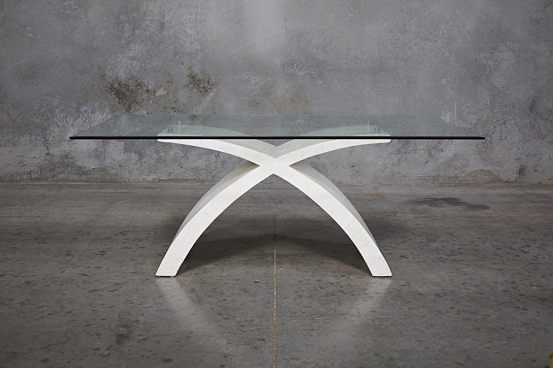 white stone top dining table