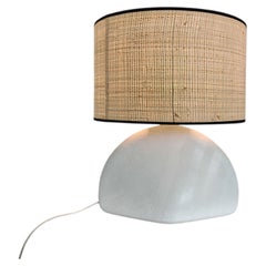 Postmodern White Textured Ceramic Table Lamp, France 1980s