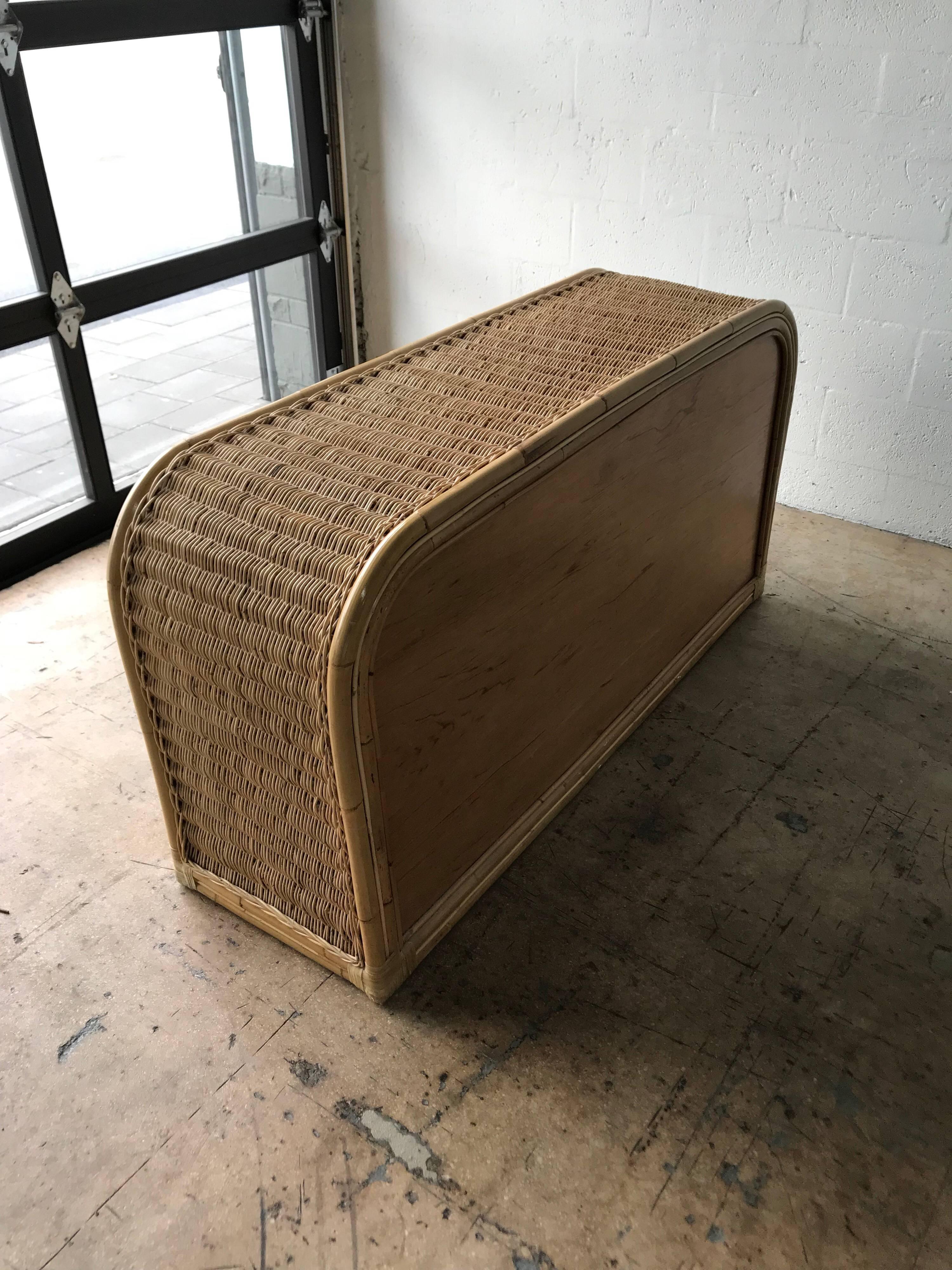 Postmodern Wicker and Bamboo Six-Drawer Dresser 1