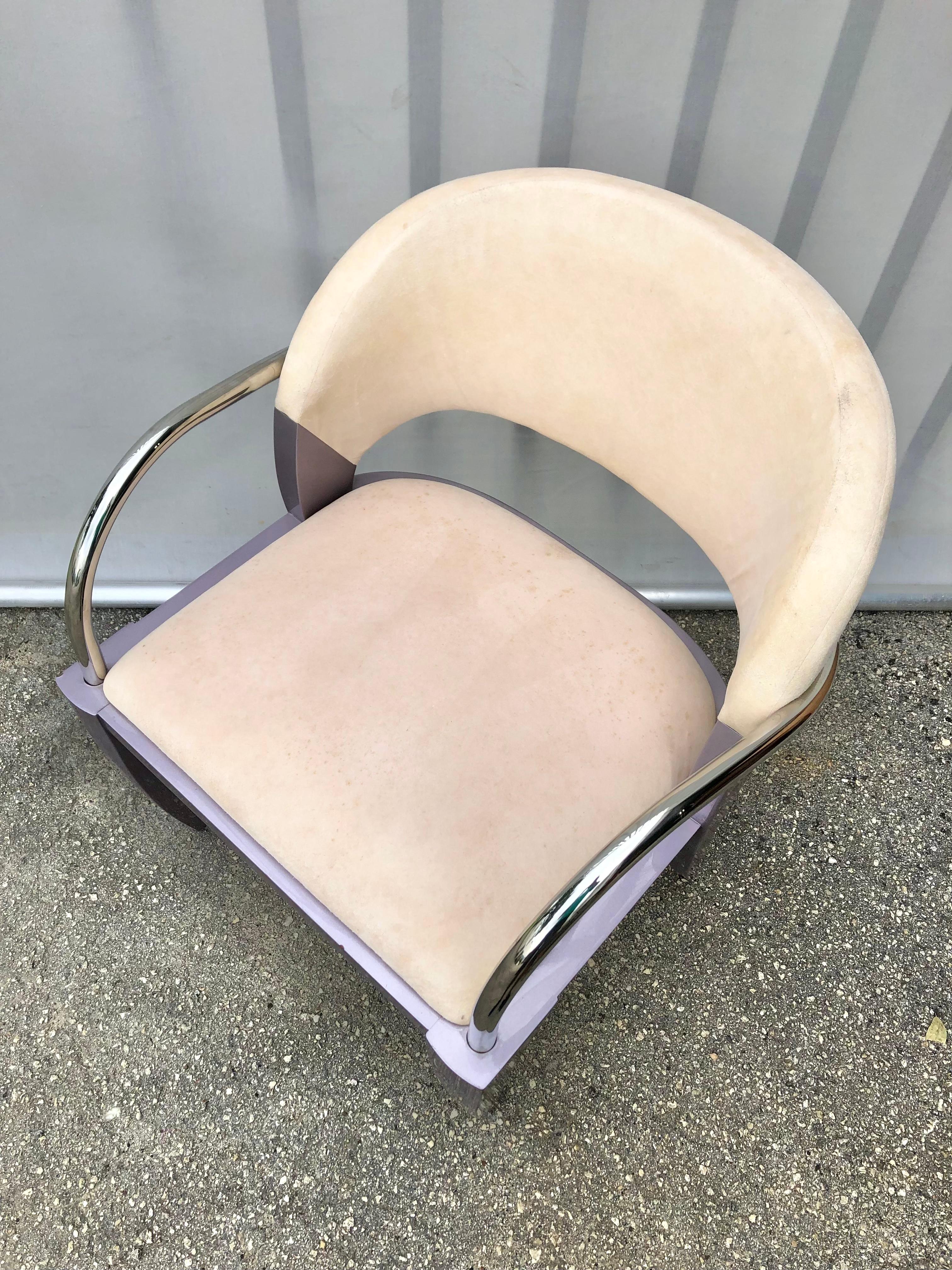 Acier inoxydable Chaise en saule postmoderne conçue par Mitchell Pickard pour Brueton Industries en vente