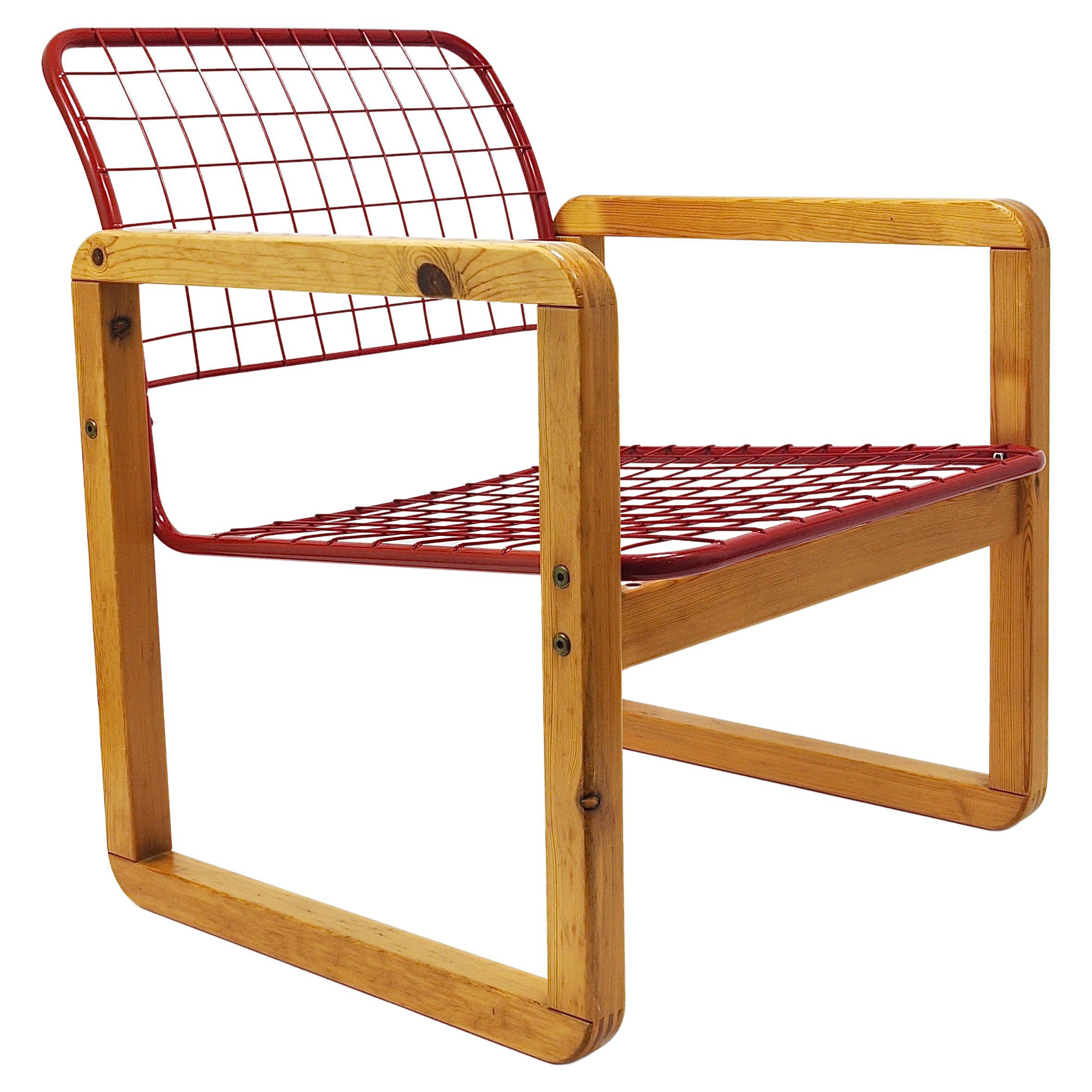 Postmodern Wire Lounge Chair Armchair Sälen, Knut & Marianne Hagberg, Ikea, 1982 For Sale