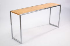 Postmodern Wood and Tubular Chrome Rectangular Console Table