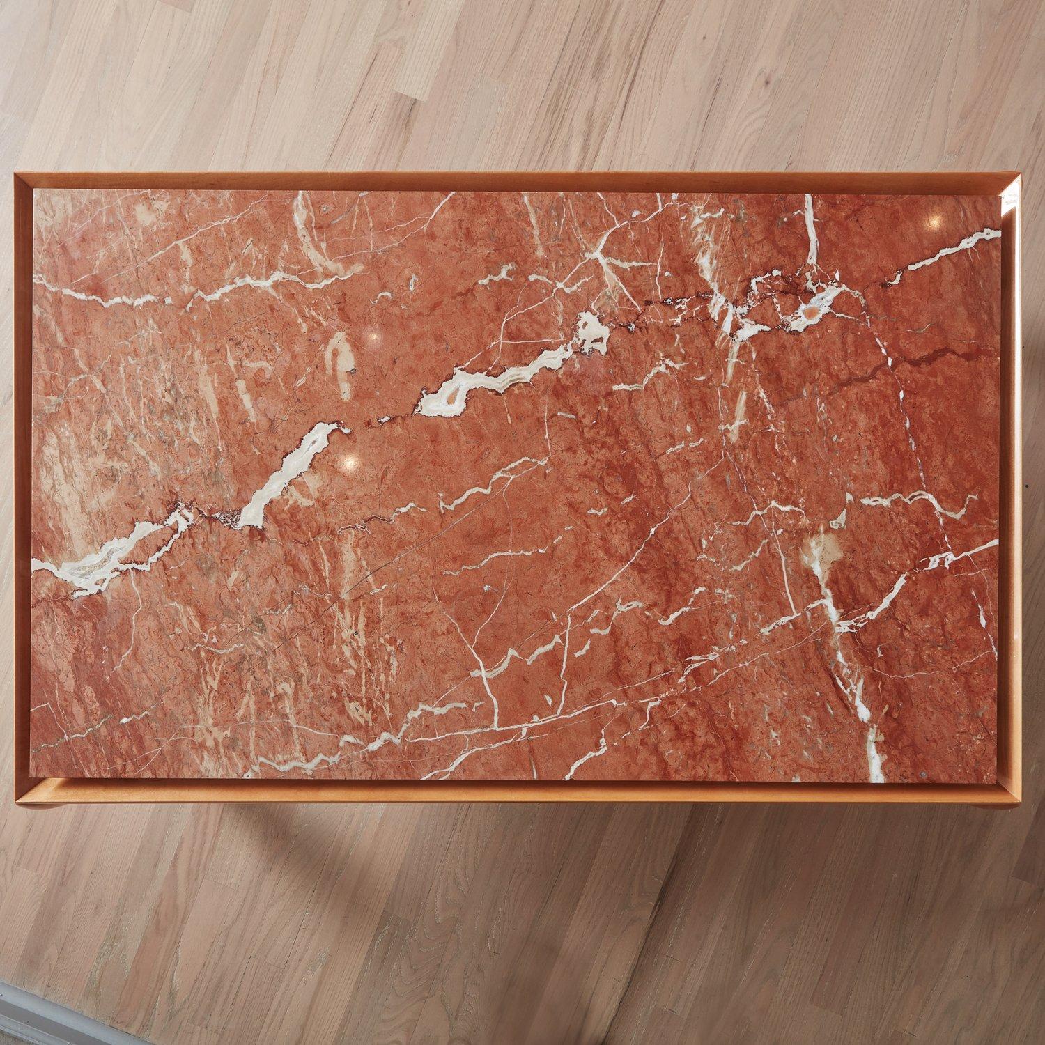 Postmodern Wood Coffee Table with Rosso Alicante Marble Top, 20th Century  For Sale 4