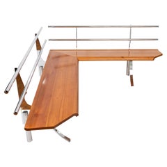 Vintage Postmodern Wood Corner Bench, 1980s