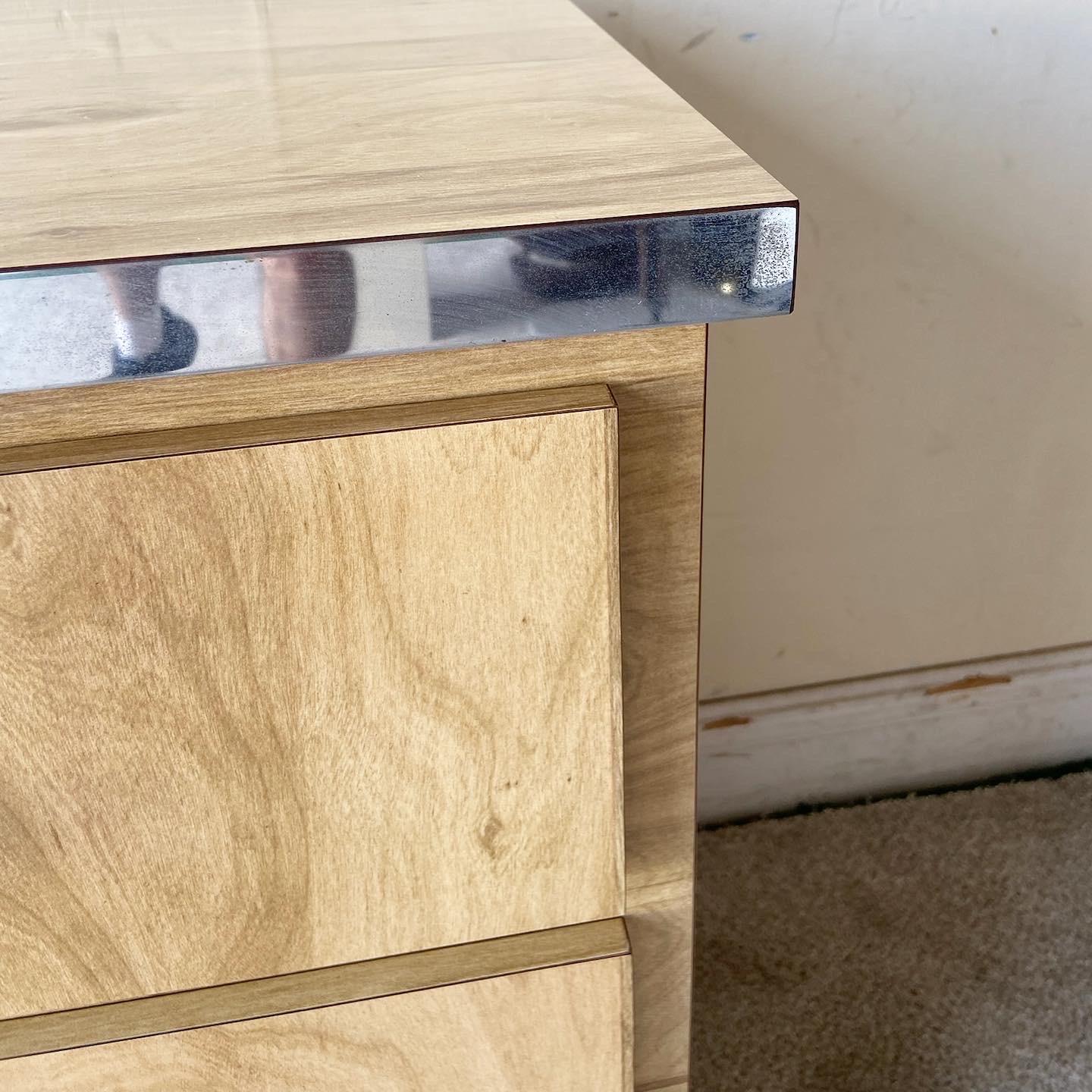 Postmodern Wood Grain Laminate and Chrome Dresser, 9 Drawers 3