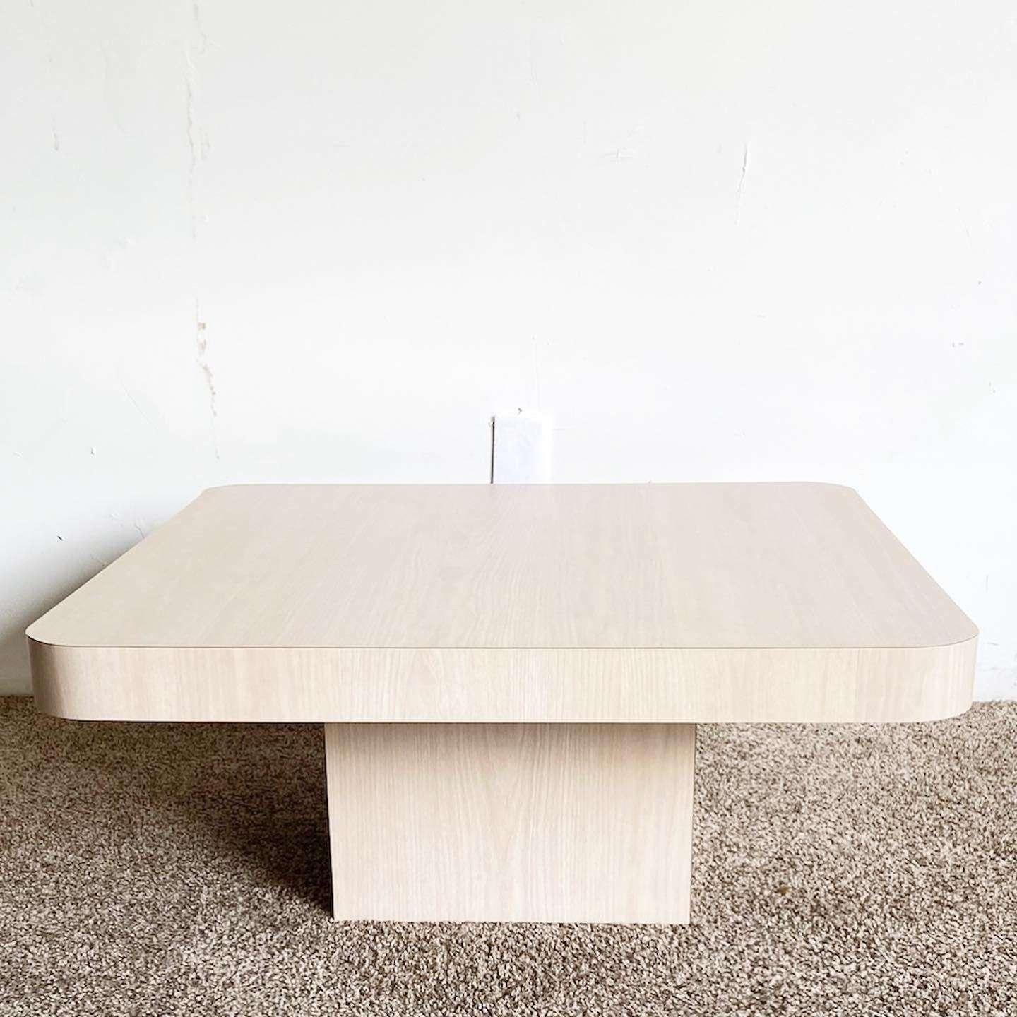 Post-Modern Postmodern Wood Grain Laminate Mushroom Coffee Table