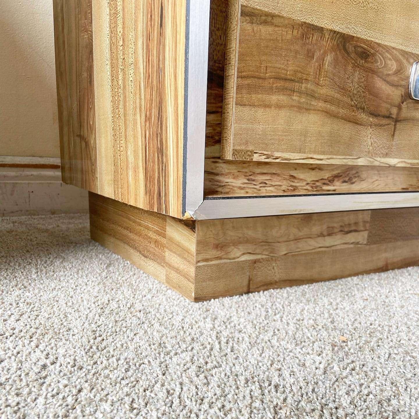 Postmodern Wood Grain Laminate Queen Headboard and Nightstands - 3 Pieces 3