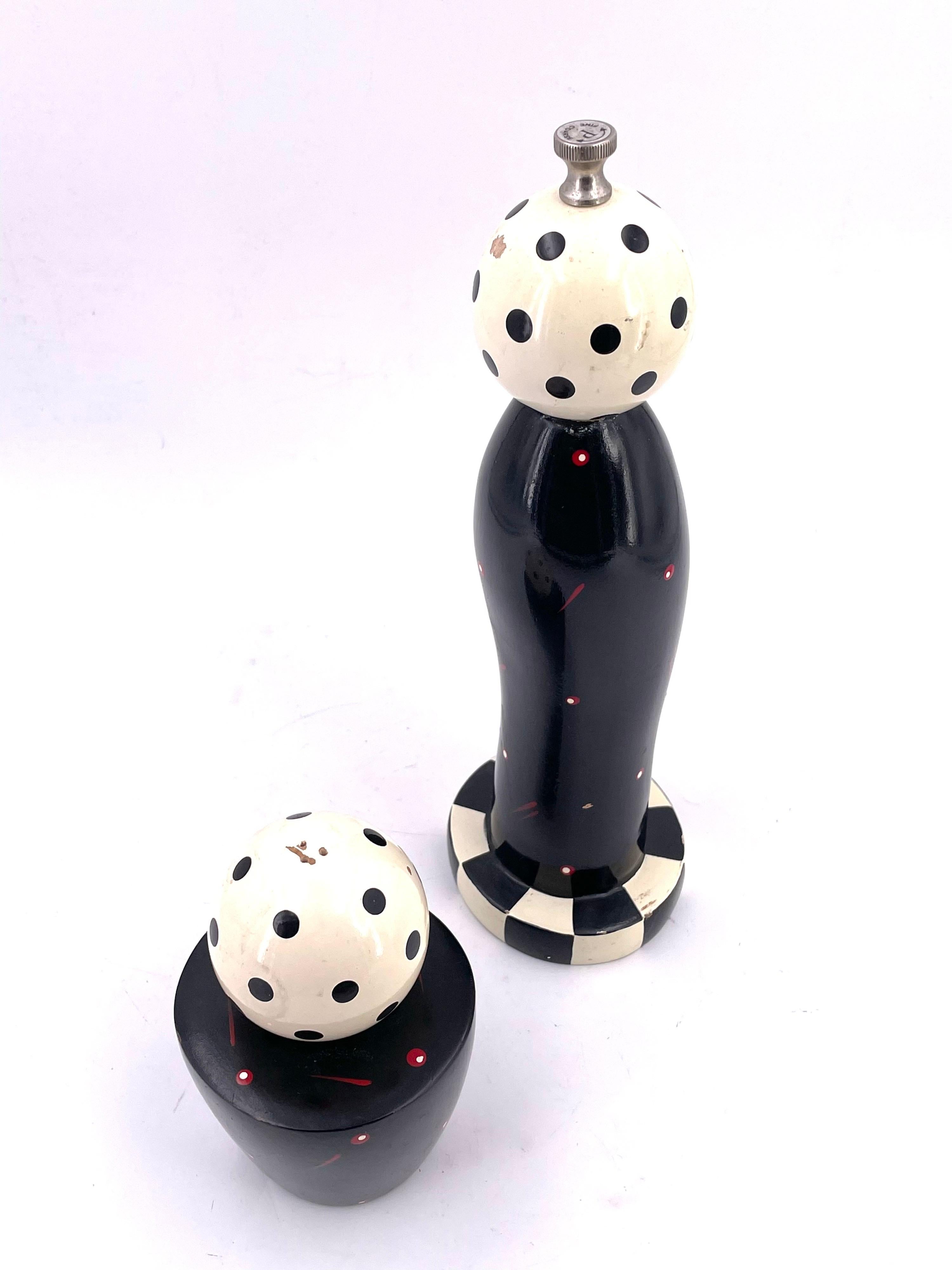 Post-Modern Postmodern Wood Lacquer Salt & Pepper Shakers For Sale