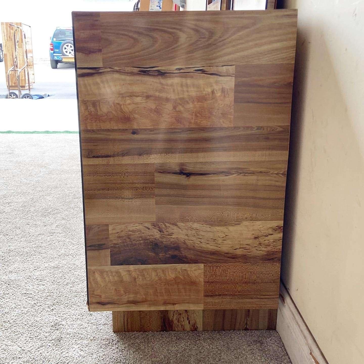 Post-Modern Postmodern Woodgrain Laminate Dresser With Mirrors - 3 Pieces For Sale