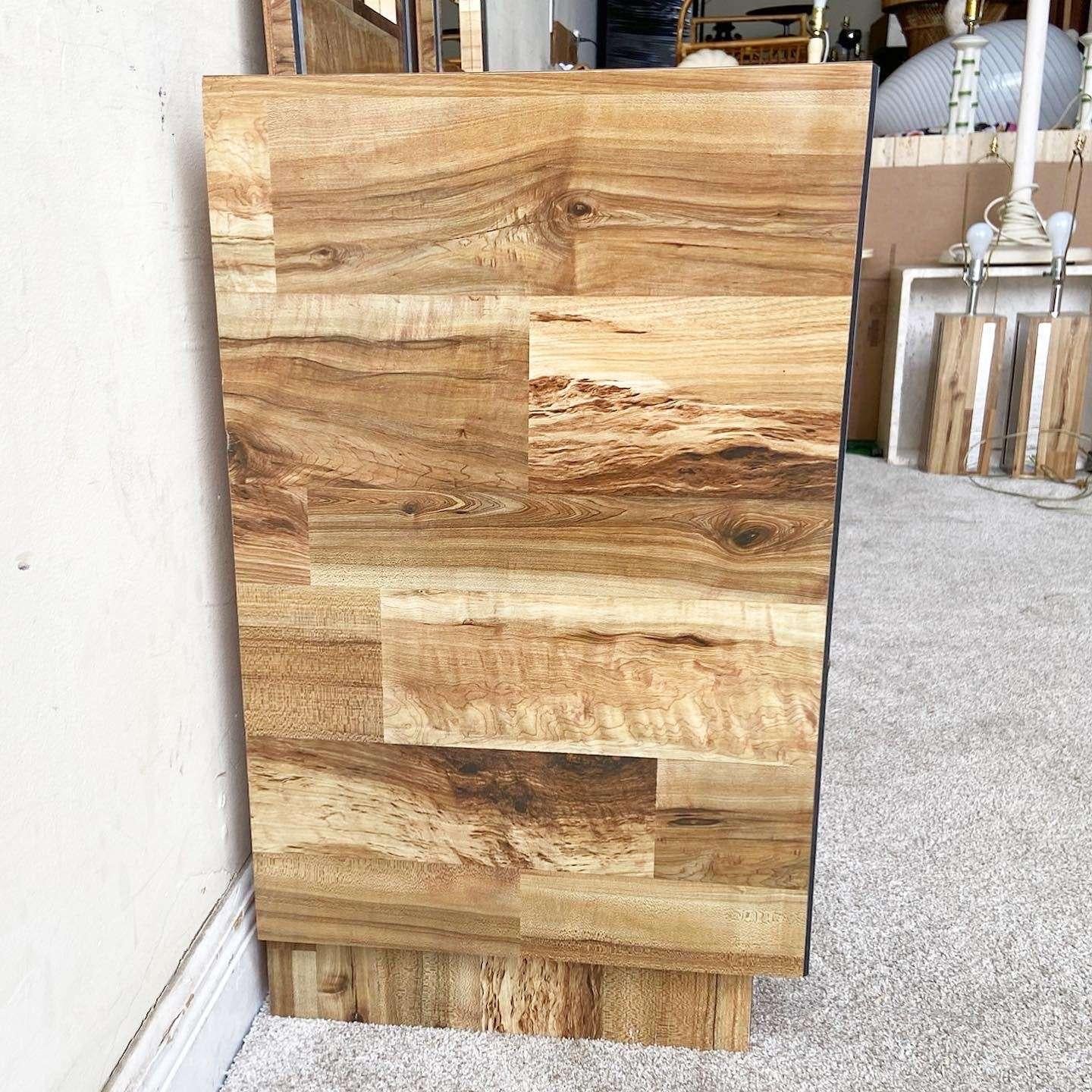 American Postmodern Woodgrain Laminate Dresser With Mirrors - 3 Pieces For Sale