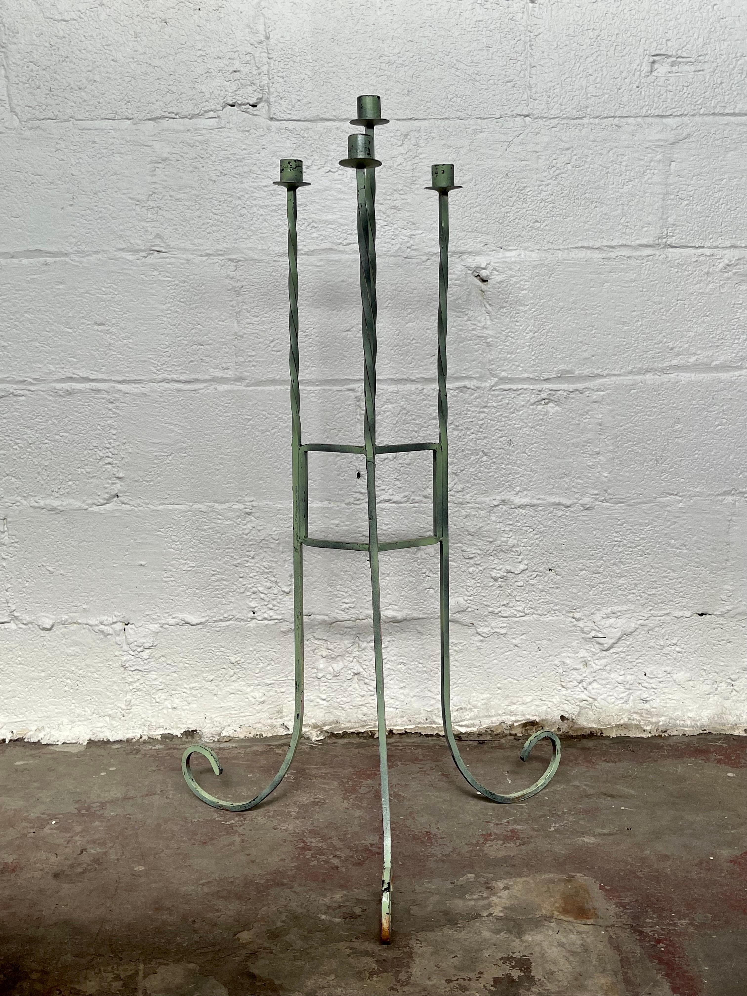 Unknown Postmodern Wrought Iron Candle Stick Torchiere For Sale