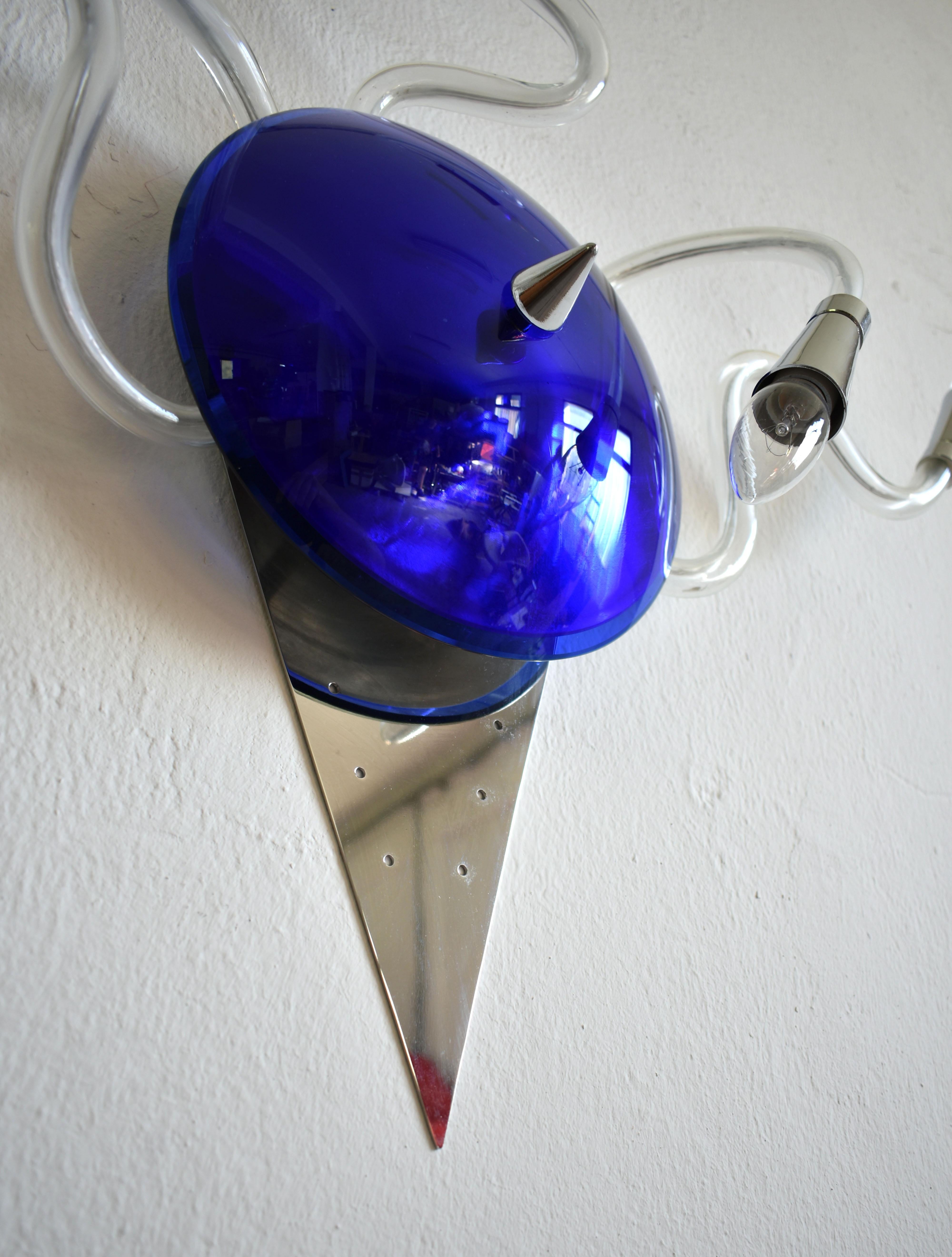 Post-Modern Postmodern XL Size Wall Lamp, Accent Light, Murano Glass, Italy 1980s For Sale
