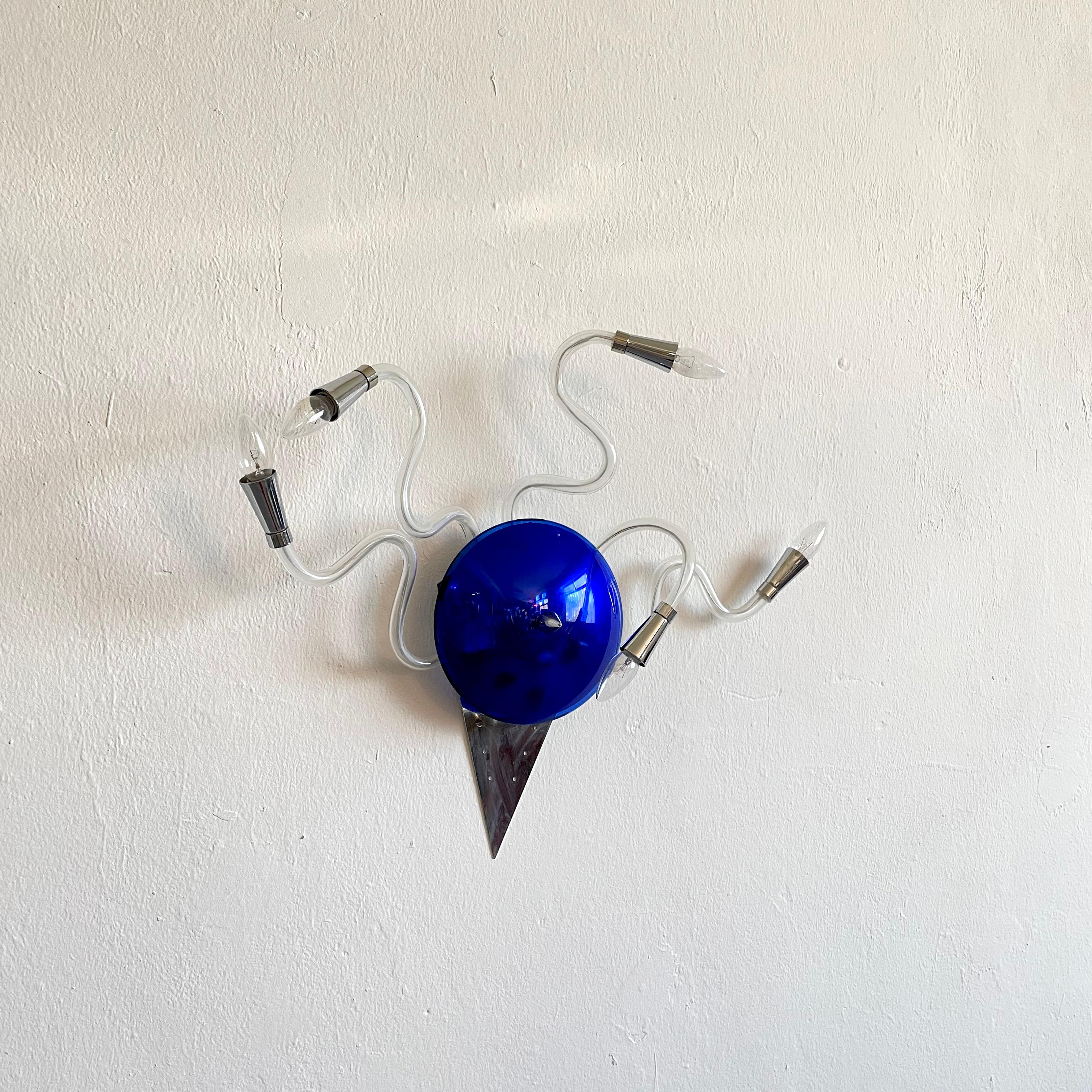Late 20th Century Postmodern XL Size Wall Lamp, Accent Light, Murano Glass, Italy 1980s For Sale