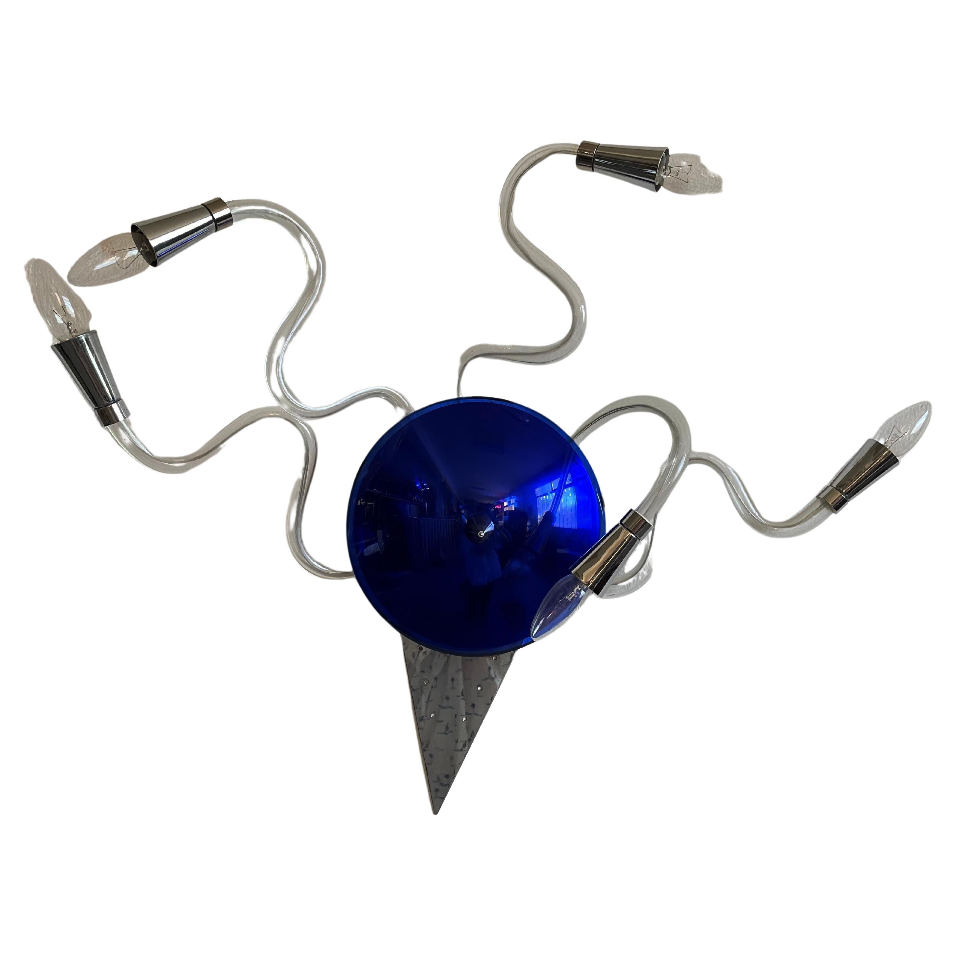 Lampada da parete postmoderna di dimensioni XL, luce d'accento, vetro di Murano, Italia anni '80