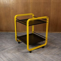 Postmodern Yellow Black Trolley on castors by Secco, Italy 1980s