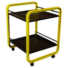 Postmodern Yellow Black Trolley on castors by Secco, Italy 1980s