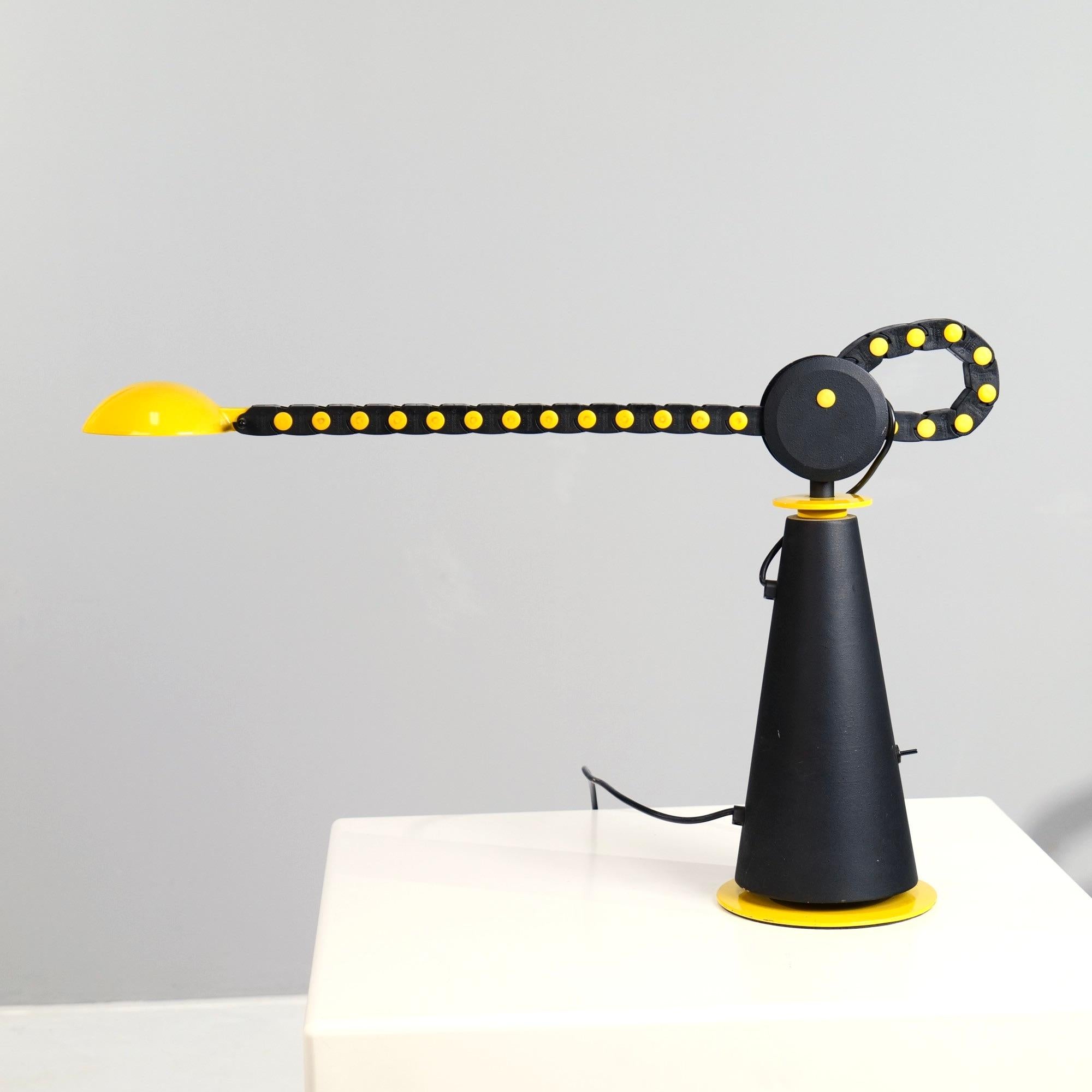Metal Postmodern yellow Gaucho Desk Lamp by Studio Per for Egoluce, 1980s For Sale