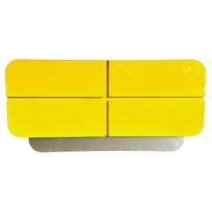 Postmodern Yellow Lacquer Laminate Waterfall Dresser/Chest of Drawers