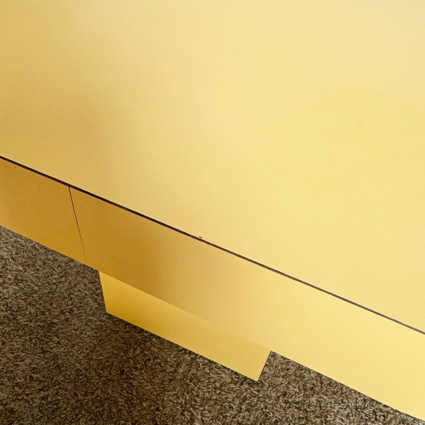 Wood Postmodern Yellow Laminate Mushroom Side Tables For Sale