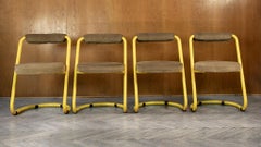 Postmodern Yellow Metal Dining Chairs by Giotto Stoppino, Italy 1980s