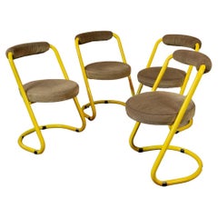 Postmodern Yellow Metal Dining Chairs by Giotto Stoppino, Italy 1980s