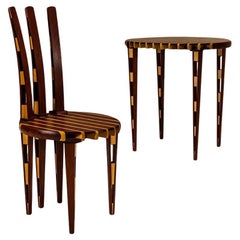 Set postmoderno di tavolo e sedia 'Zebra' in due tipi di Wood, anni '90