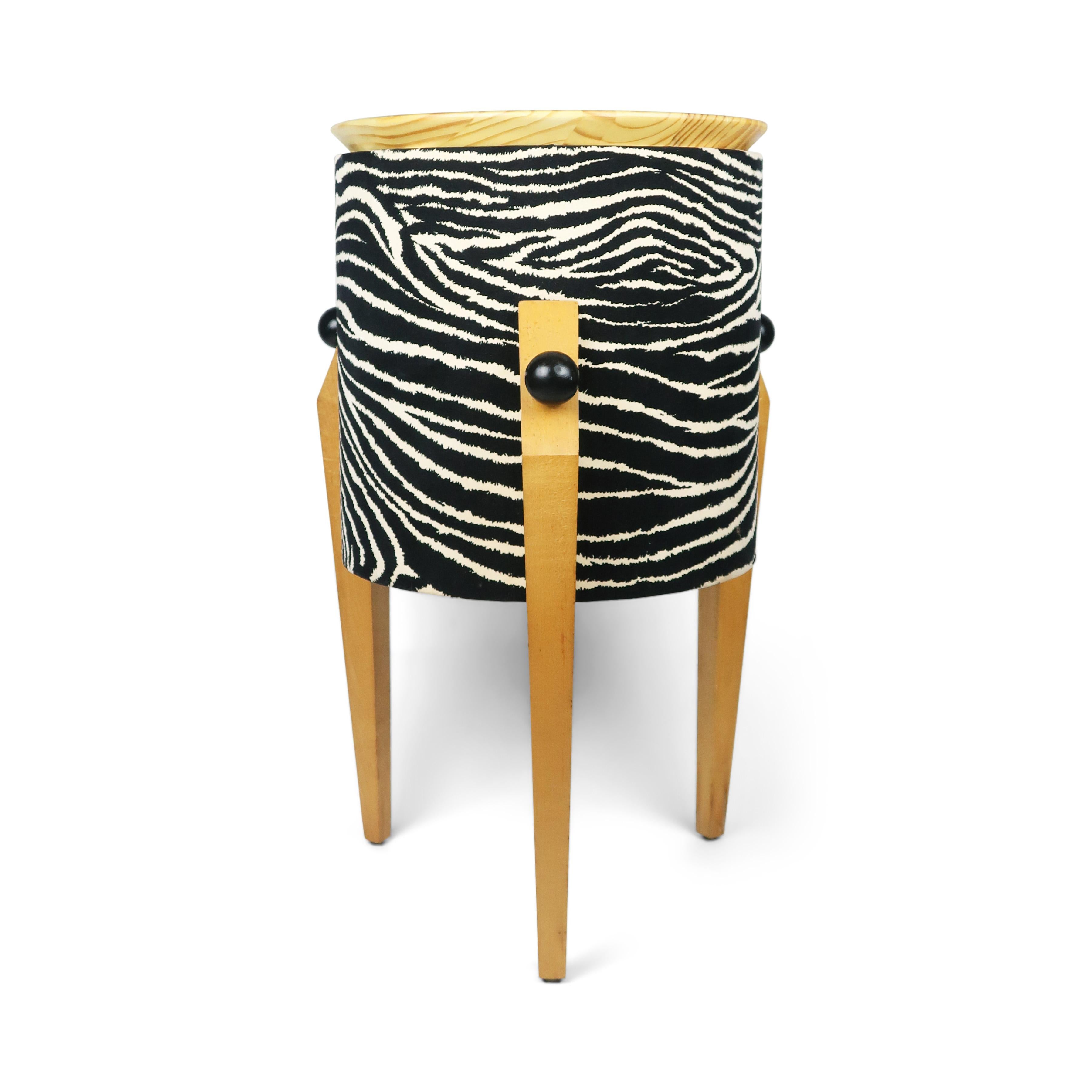 Post-Modern Postmodern Zebra Tripod Side Table