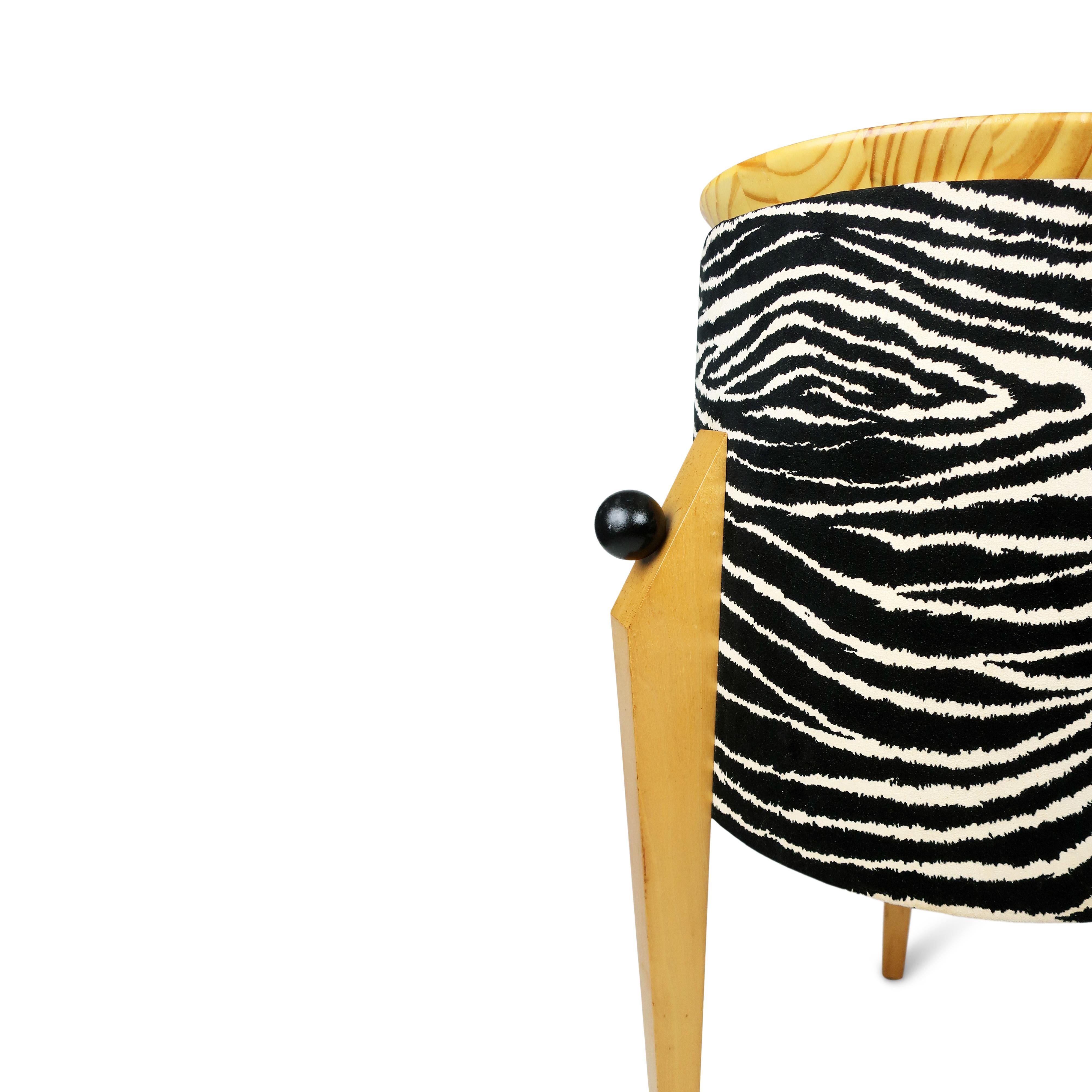 Postmodern Zebra Tripod Side Table 3