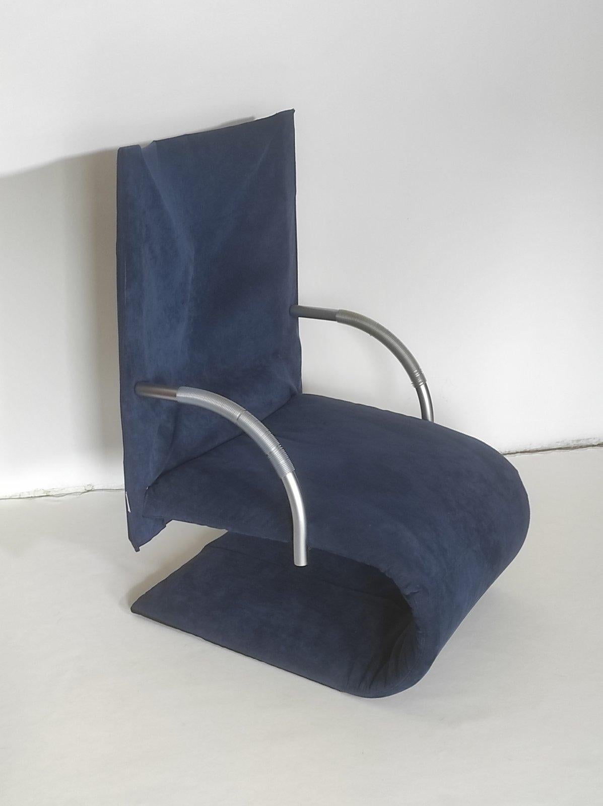 Fabric Postmodern Zen Longue Chair By Claude Brisson for Ligne Roset 1980s For Sale