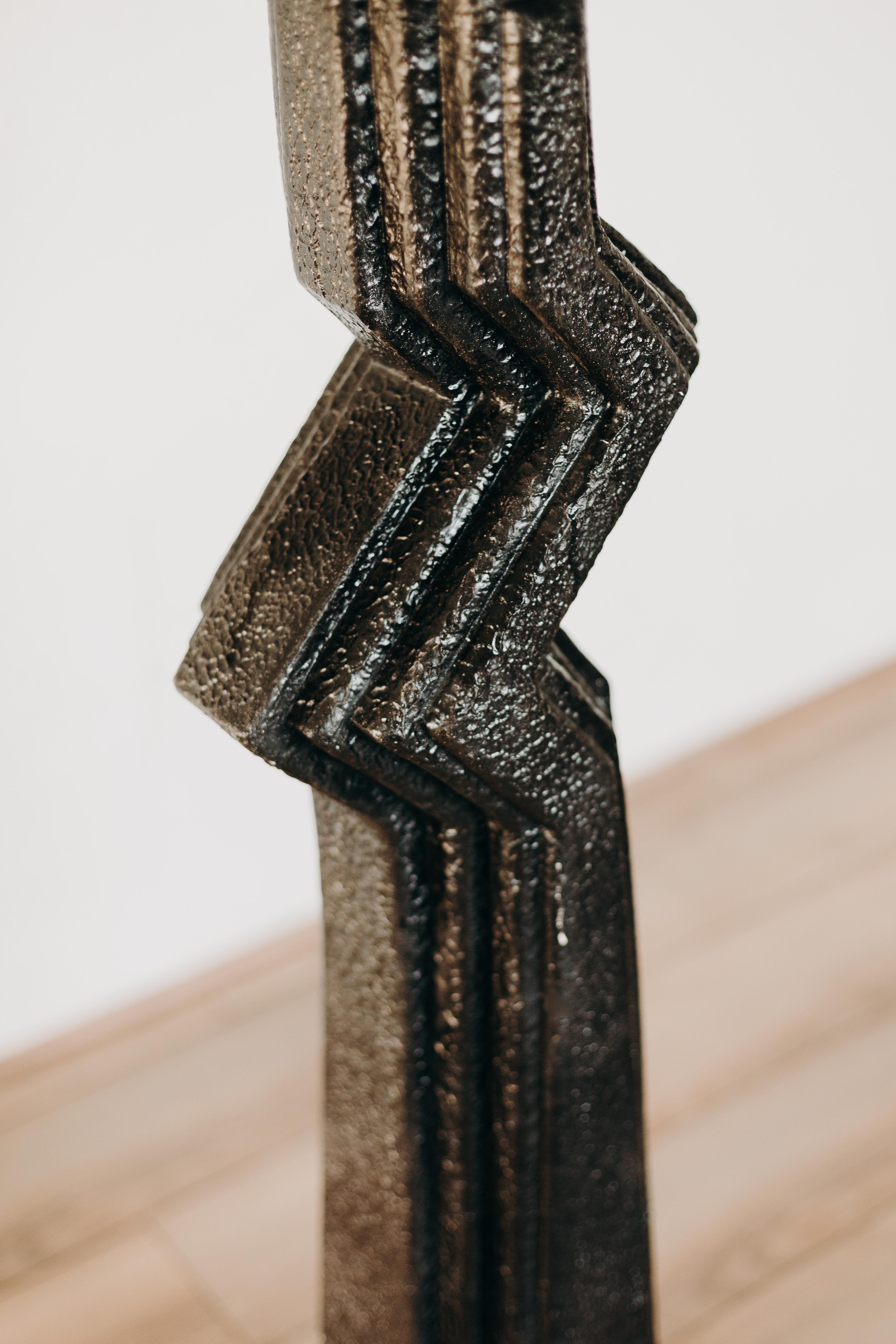 Post-Modern Postmodern Zig Zag Black Plaster Floor Lamp