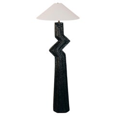 Postmodern Zig Zag Black Plaster Floor Lamp