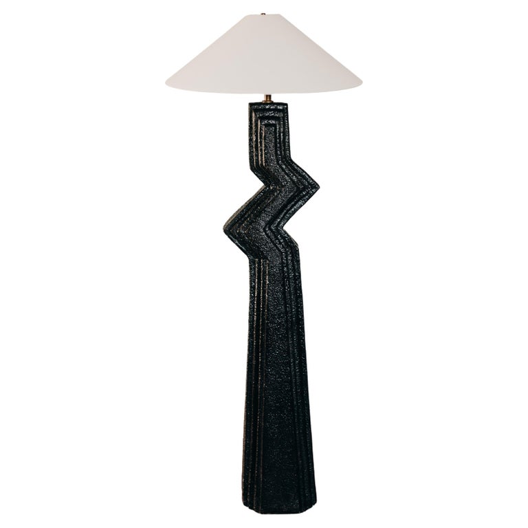 Postmodern Zig Zag Black Plaster Floor Lamp For Sale at 1stDibs