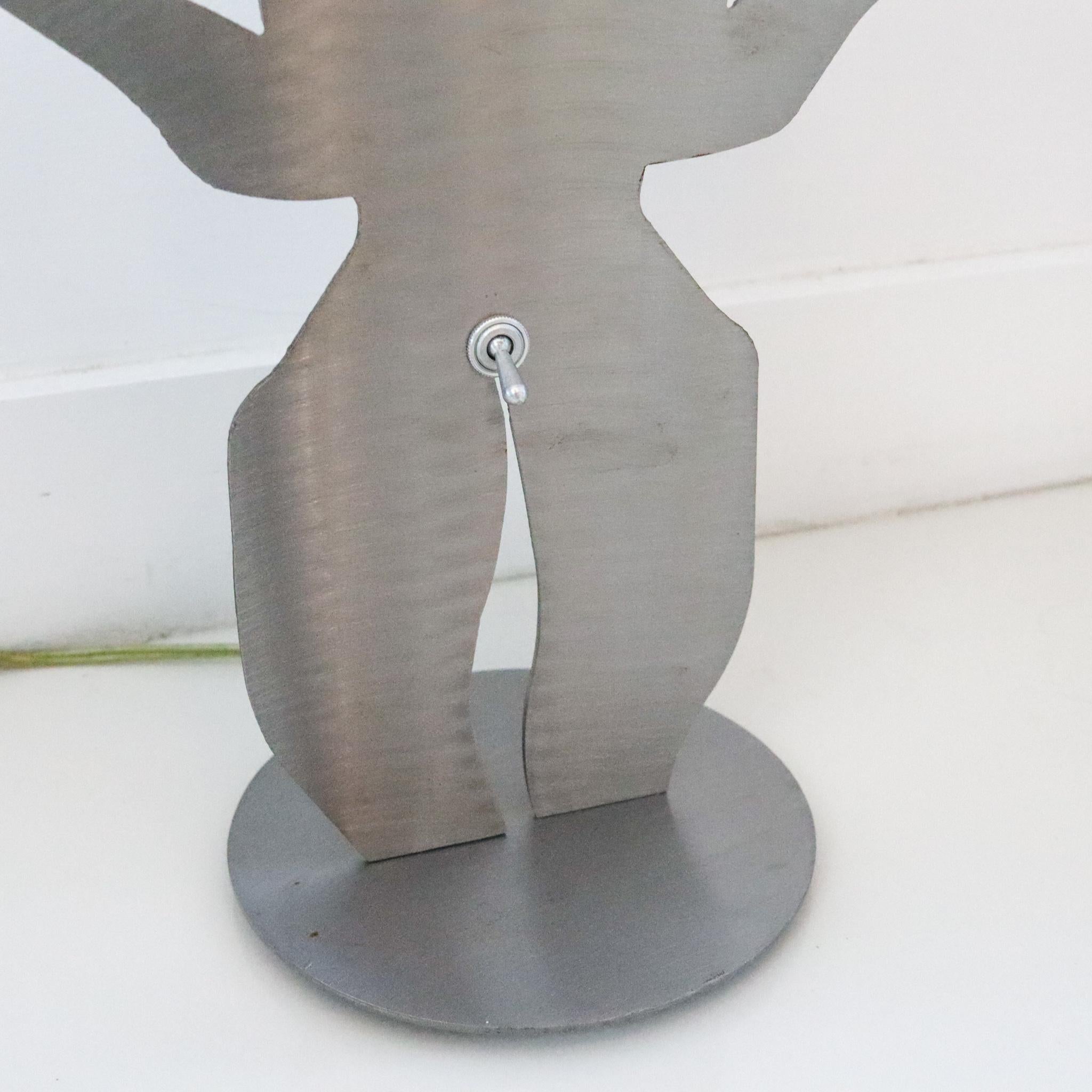 Late 20th Century Postmodernist 1980 Memphis Pop-Art Lamp In Stainless Steel In The Shape of Man For Sale